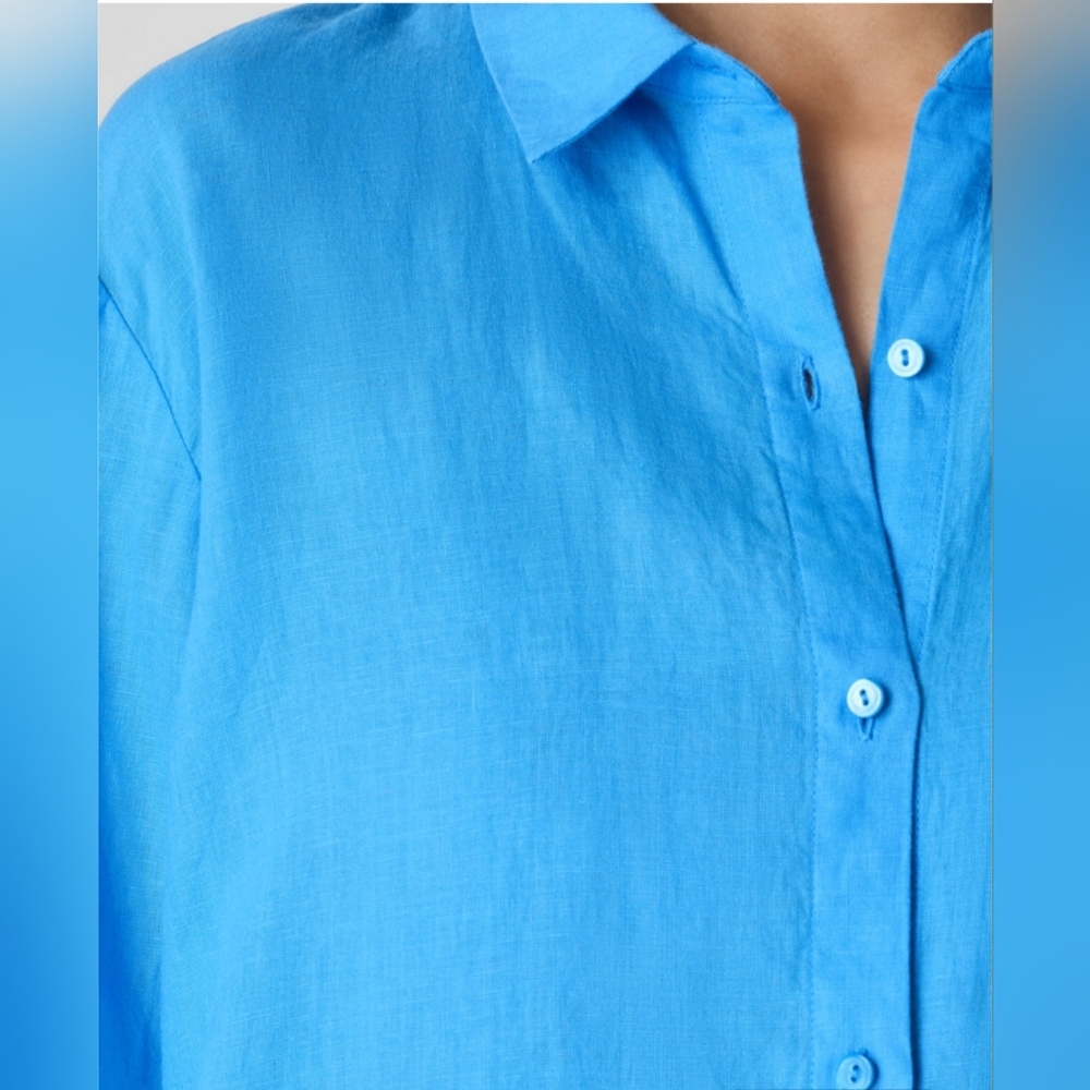 Eileen Fisher Organic Handkerchief Linen Classic Collar ShirtEasy Fit, - Picture 6 of 7